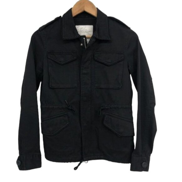 Moussy Black military style utility Jacket 4 pockets drawstring waistband - Picture 5 of 16